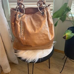 Elegant Tan Leather Tote Bag